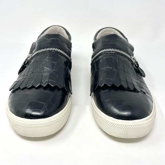 Ash King Kiltie Fringe Black Croc Embossed Leather Sneakers Size 40 - Picture 4 of 11